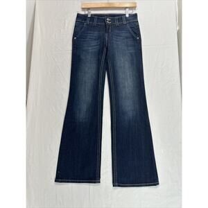 Mek Denim Jeans Women’s 27x34 Madeira Wide Leg Flare Blue Dark Wash